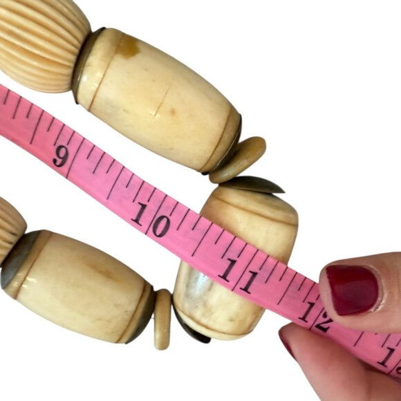 Vintage Cream Bone African statement Tribal Necklace Sterling Silver Chunky - Picture 7 of 9